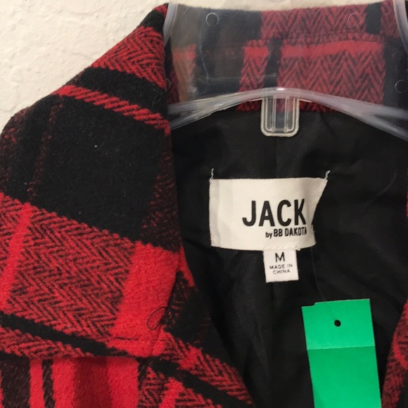JACK by BB DAKOTA black red checkered blazer zip M - Picture 3 of 8